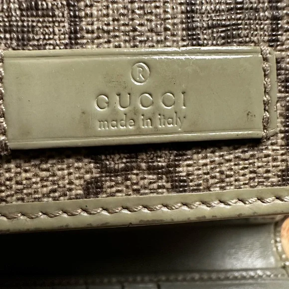 Gucci Brown Coated Canvas & Sage Green Leather Compact Wallet - Picture 10 of 10